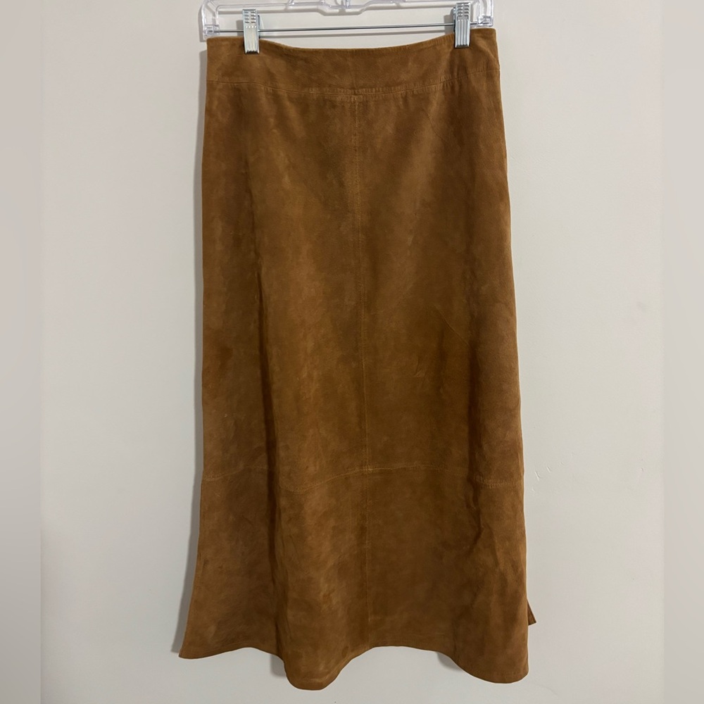 Stunning Vintage Pendleton Camel Brown 100% Leather Maxi Skirt Skirt